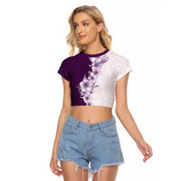 Hawaii Hibiscus Flowers Raglan Cropped T Shirt Purple Polynesian Pattern LT05 Female Purple - Polynesian Pride