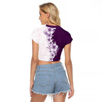 Hawaii Hibiscus Flowers Raglan Cropped T Shirt Purple Polynesian Pattern LT05 - Polynesian Pride