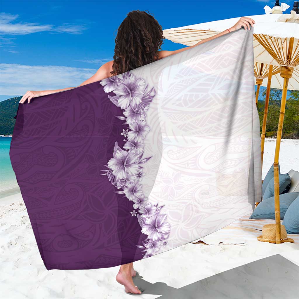 Hawaii Hibiscus Flowers Sarong Purple Polynesian Pattern