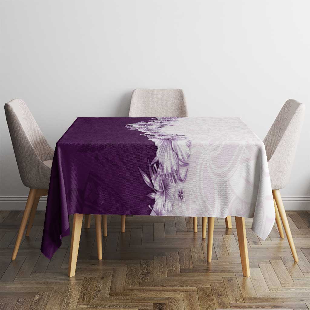 Hawaii Hibiscus Flowers Tablecloth Purple Polynesian Pattern