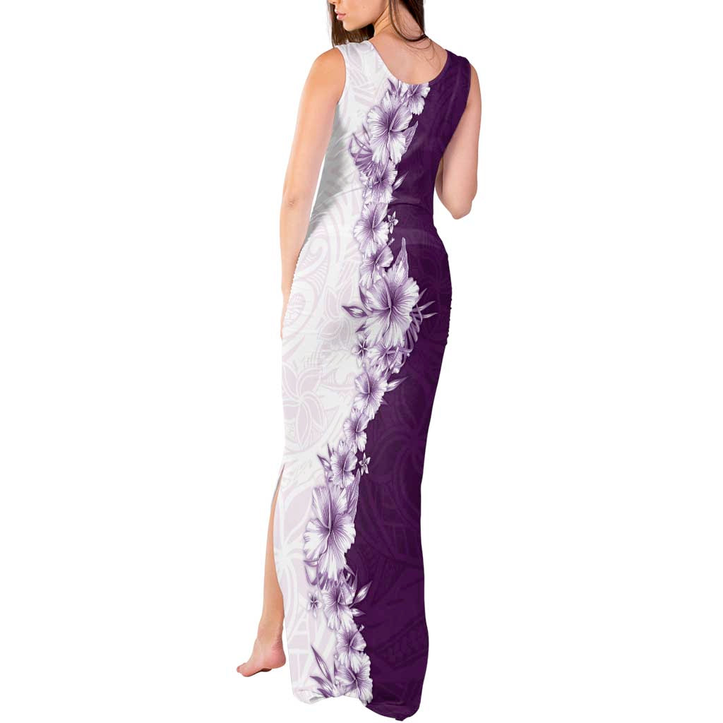 Hawaii Hibiscus Flowers Tank Maxi Dress Purple Polynesian Pattern LT05 - Polynesian Pride