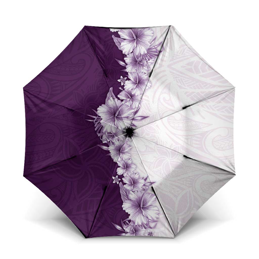 Hawaii Hibiscus Flowers Umbrella Purple Polynesian Pattern