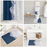 Hawaii Hibiscus Flowers Bathroom Set Blue Polynesian Pattern