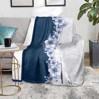 Hawaii Hibiscus Flowers Blanket Blue Polynesian Pattern