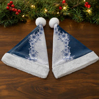 Hawaii Hibiscus Flowers Christmas Santa Hat Blue Polynesian Pattern