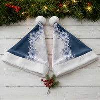 Hawaii Hibiscus Flowers Christmas Santa Hat Blue Polynesian Pattern