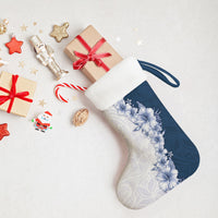 Hawaii Hibiscus Flowers Christmas Stocking Blue Polynesian Pattern