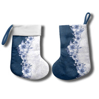 Hawaii Hibiscus Flowers Christmas Stocking Blue Polynesian Pattern