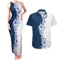 Hawaii Hibiscus Flowers Couples Matching Tank Maxi Dress and Hawaiian Shirt Blue Polynesian Pattern LT05 Blue - Polynesian Pride