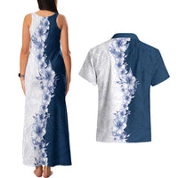 Hawaii Hibiscus Flowers Couples Matching Tank Maxi Dress and Hawaiian Shirt Blue Polynesian Pattern LT05 - Polynesian Pride