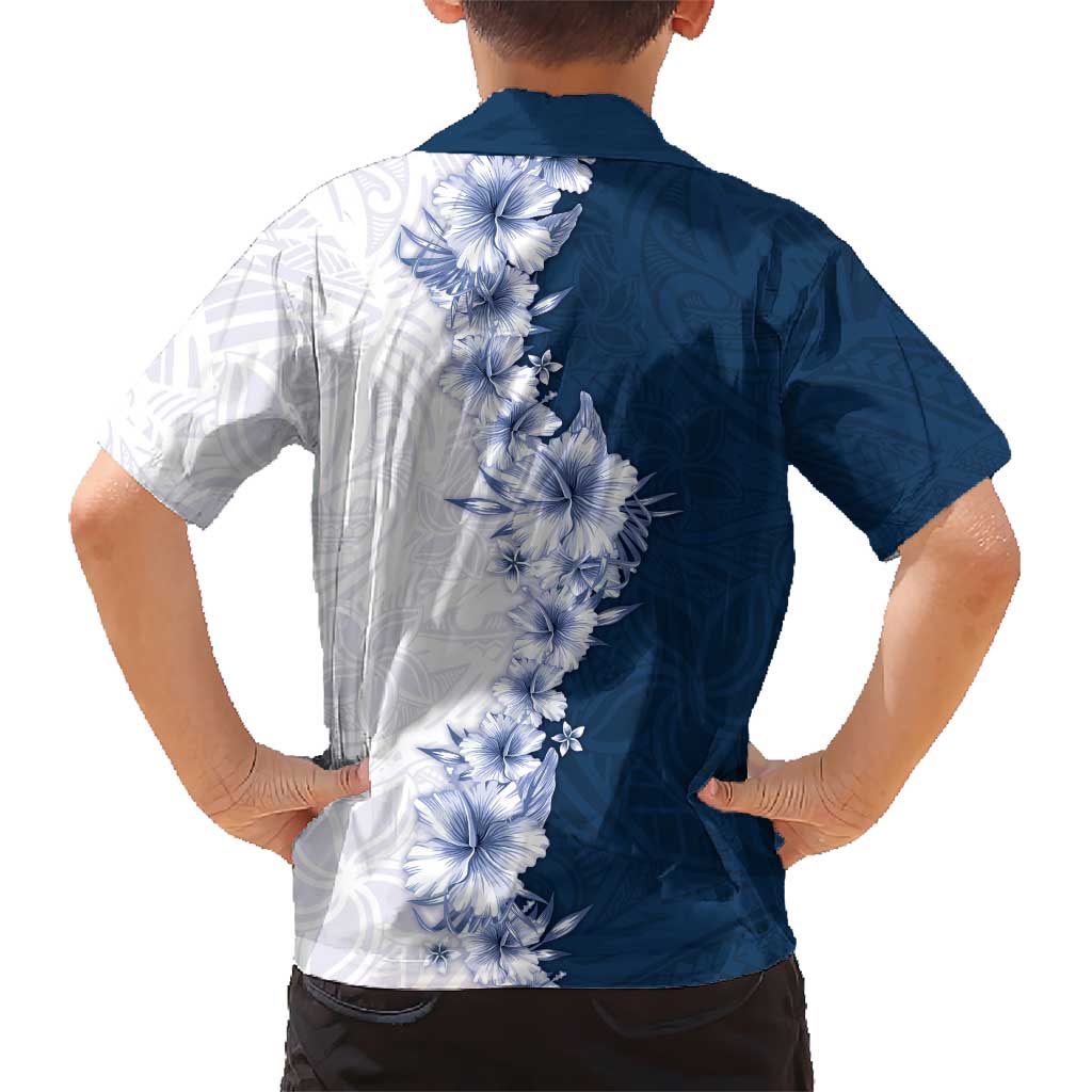 Hawaii Hibiscus Flowers Family Matching Summer Maxi Dress and Hawaiian Shirt Blue Polynesian Pattern LT05 - Polynesian Pride