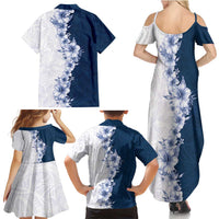 Hawaii Hibiscus Flowers Family Matching Summer Maxi Dress and Hawaiian Shirt Blue Polynesian Pattern LT05 - Polynesian Pride