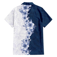 Hawaii Hibiscus Flowers Family Matching Summer Maxi Dress and Hawaiian Shirt Blue Polynesian Pattern LT05 - Polynesian Pride