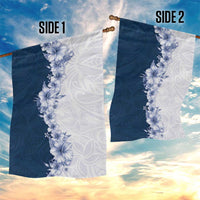 Hawaii Hibiscus Flowers Garden Flag Blue Polynesian Pattern