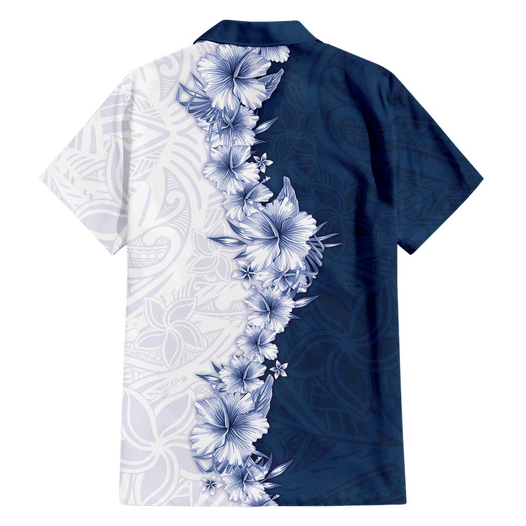 Hawaii Hibiscus Flowers Hawaiian Shirt Blue Polynesian Pattern