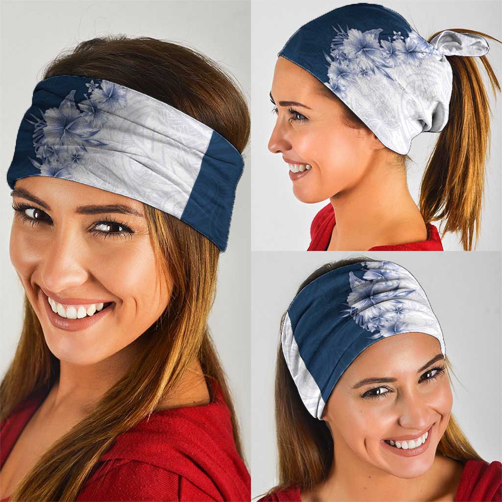 Hawaii Hibiscus Flowers Neck Gaiter Blue Polynesian Pattern