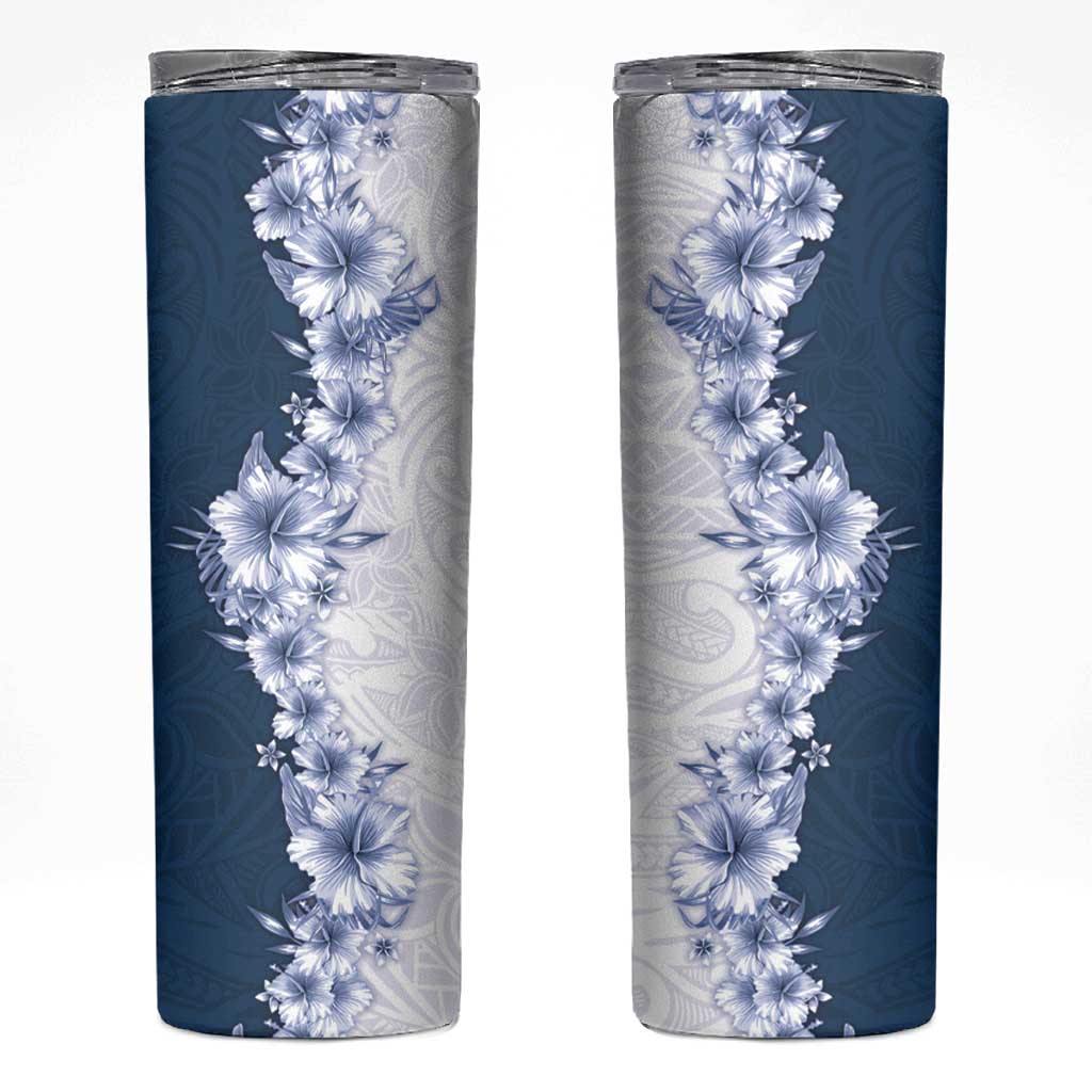 Hawaii Hibiscus Flowers Skinny Tumbler Blue Polynesian Pattern LT05 Blue - Polynesian Pride