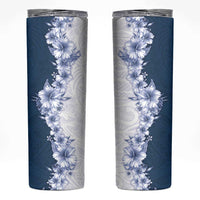Hawaii Hibiscus Flowers Skinny Tumbler Blue Polynesian Pattern LT05 Blue - Polynesian Pride
