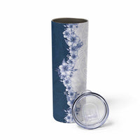 Hawaii Hibiscus Flowers Skinny Tumbler Blue Polynesian Pattern LT05 - Polynesian Pride