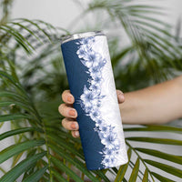 Hawaii Hibiscus Flowers Skinny Tumbler Blue Polynesian Pattern LT05 - Polynesian Pride
