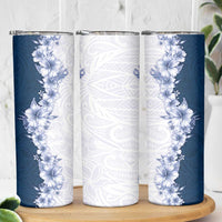 Hawaii Hibiscus Flowers Skinny Tumbler Blue Polynesian Pattern LT05 - Polynesian Pride