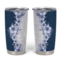 Hawaii Hibiscus Flowers Tumbler Cup Blue Polynesian Pattern