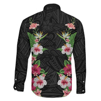 Hawaii Tropical Flowers Family Matching Mermaid Dress and Hawaiian Shirt Black Polynesian Tattoo Art LT05 - Polynesian Pride
