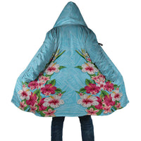 Hawaii Tropical Flowers Cloak Sky Blue Polynesian Tattoo Art