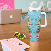 Hawaii Tropical Flowers Tumbler With Handle Sky Blue Polynesian Tattoo Art LT05 - Polynesian Pride
