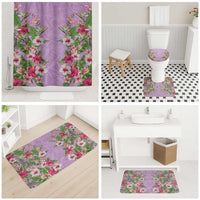 Hawaii Tropical Flowers Bathroom Set Lavender Polynesian Tattoo Art