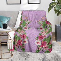 Hawaii Tropical Flowers Blanket Lavender Polynesian Tattoo Art