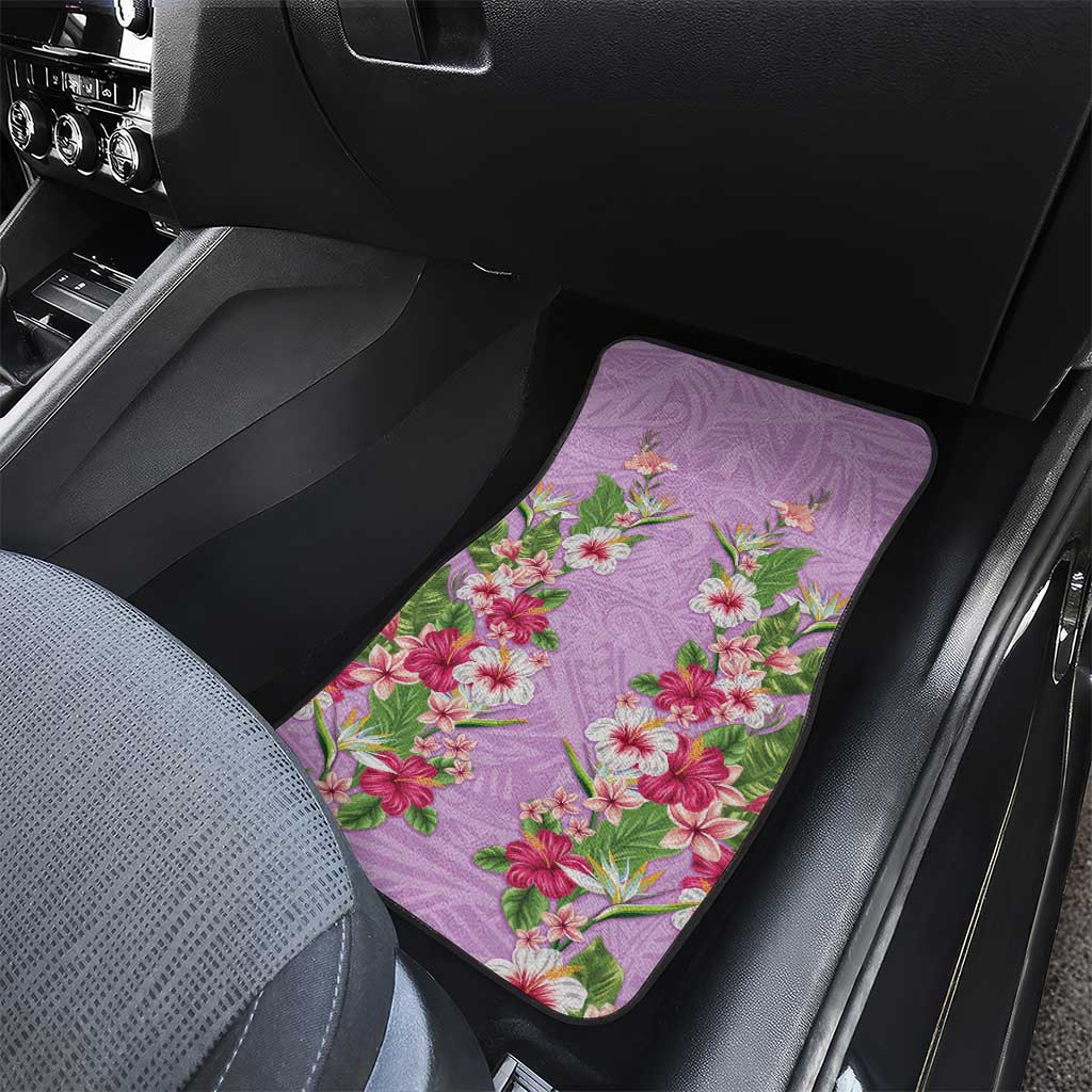 Hawaii Tropical Flowers Car Mats Lavender Polynesian Tattoo Art