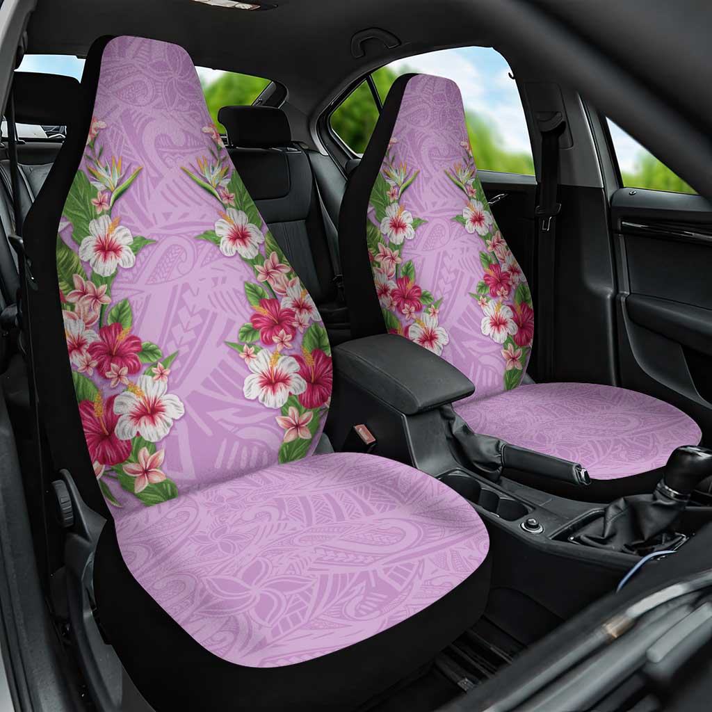 Hawaii Tropical Flowers Car Seat Cover Lavender Polynesian Tattoo Art