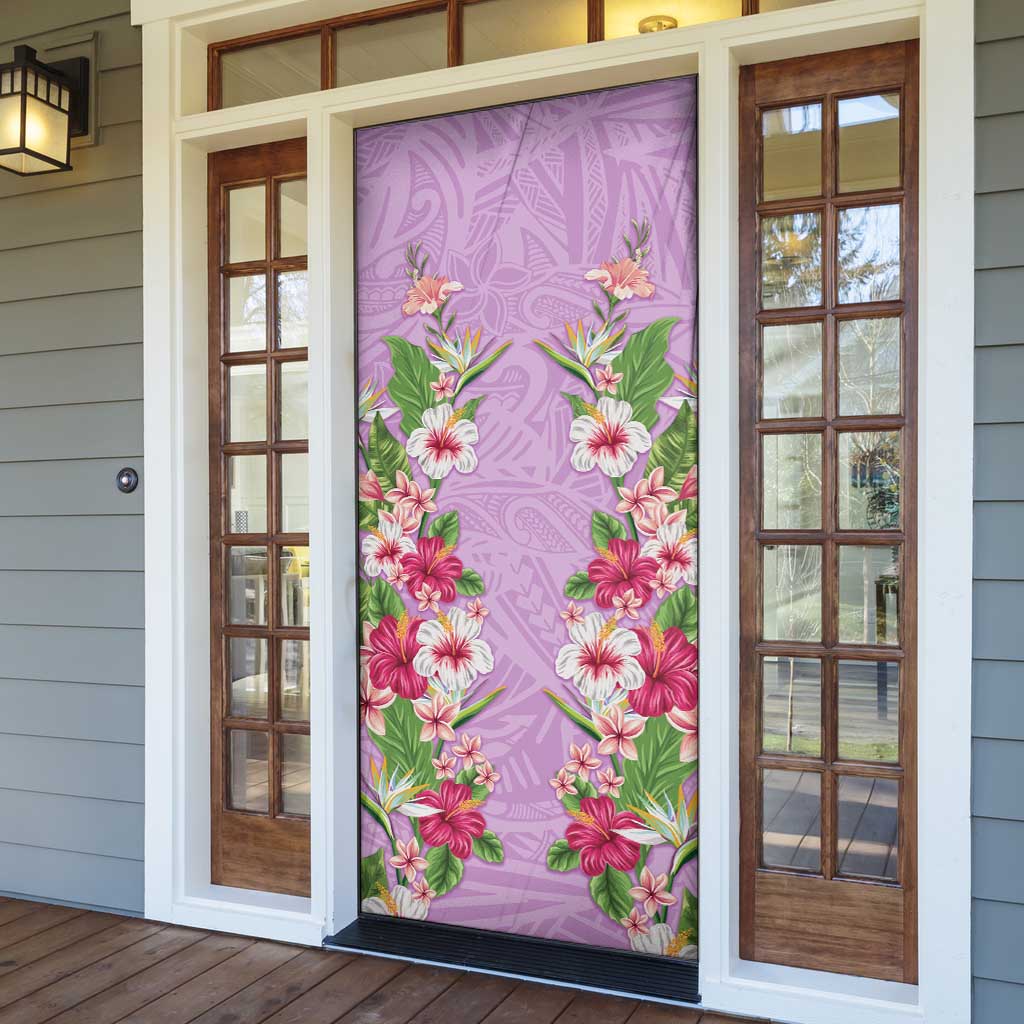 Hawaii Tropical Flowers Door Cover Lavender Polynesian Tattoo Art LT05 - Polynesian Pride