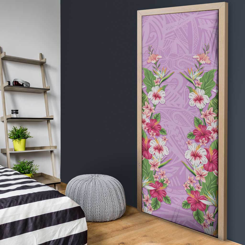 Hawaii Tropical Flowers Door Cover Lavender Polynesian Tattoo Art LT05 - Polynesian Pride