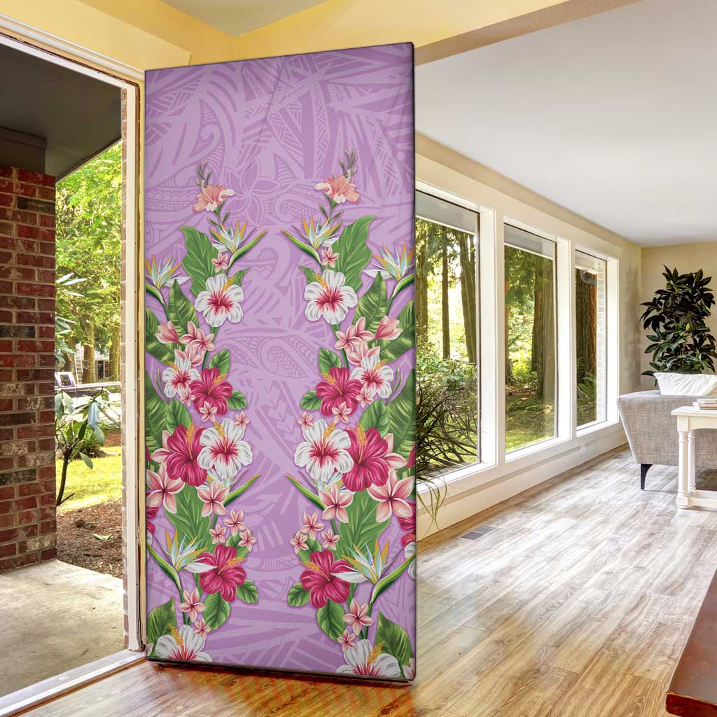 Hawaii Tropical Flowers Door Cover Lavender Polynesian Tattoo Art LT05 - Polynesian Pride