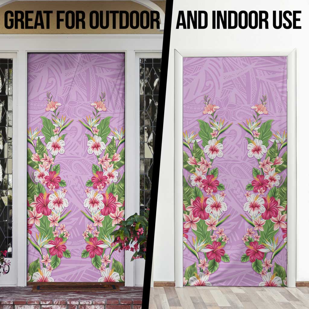 Hawaii Tropical Flowers Door Cover Lavender Polynesian Tattoo Art LT05 - Polynesian Pride