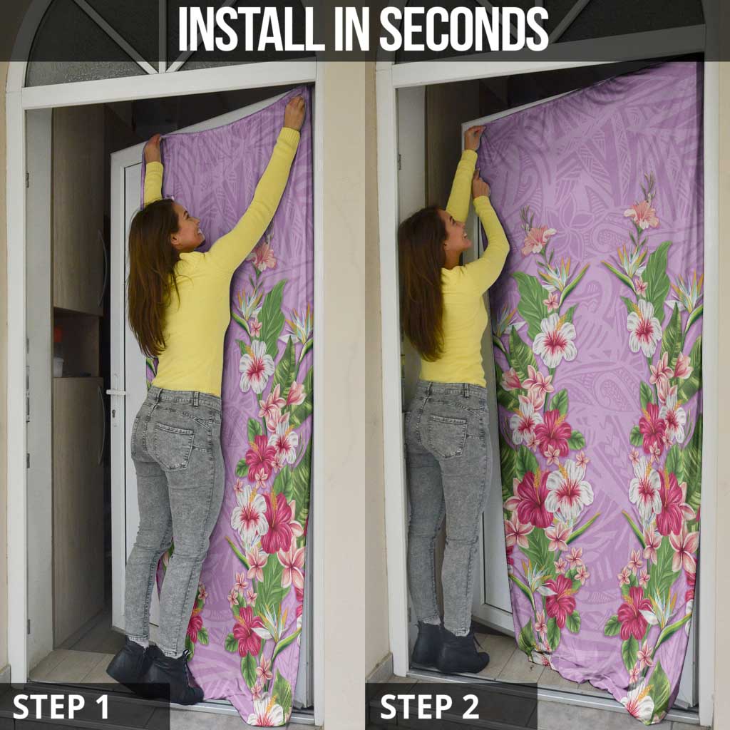 Hawaii Tropical Flowers Door Cover Lavender Polynesian Tattoo Art LT05 - Polynesian Pride