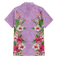 Hawaii Tropical Flowers Family Matching Tank Maxi Dress and Hawaiian Shirt Lavender Polynesian Tattoo Art LT05 - Polynesian Pride