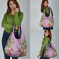 Hawaii Tropical Flowers Grocery Bag Lavender Polynesian Tattoo Art