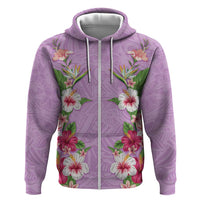 Hawaii Tropical Flowers Hoodie Lavender Polynesian Tattoo Art