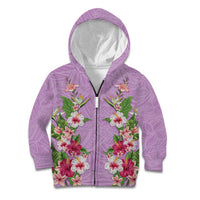 Hawaii Tropical Flowers Kid Hoodie Lavender Polynesian Tattoo Art