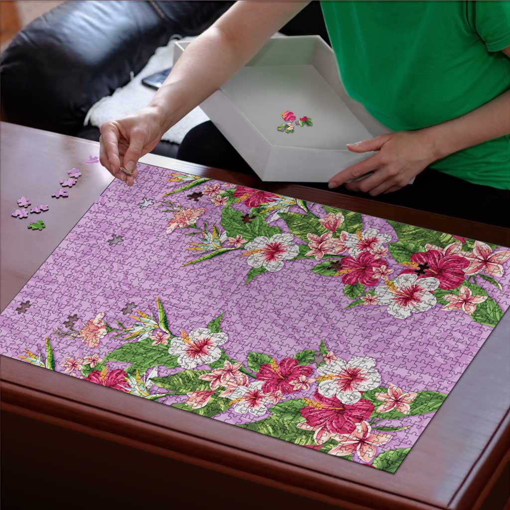 Hawaii Tropical Flowers Puzzle Lavender Polynesian Tattoo Art