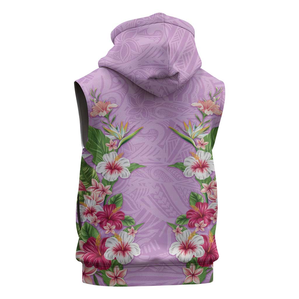 Hawaii Tropical Flowers Sleeveless Hoodie Lavender Polynesian Tattoo Art LT05 - Polynesian Pride