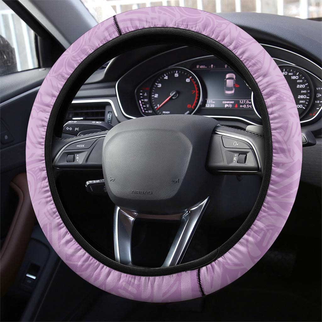 Hawaii Tropical Flowers Steering Wheel Cover Lavender Polynesian Tattoo Art