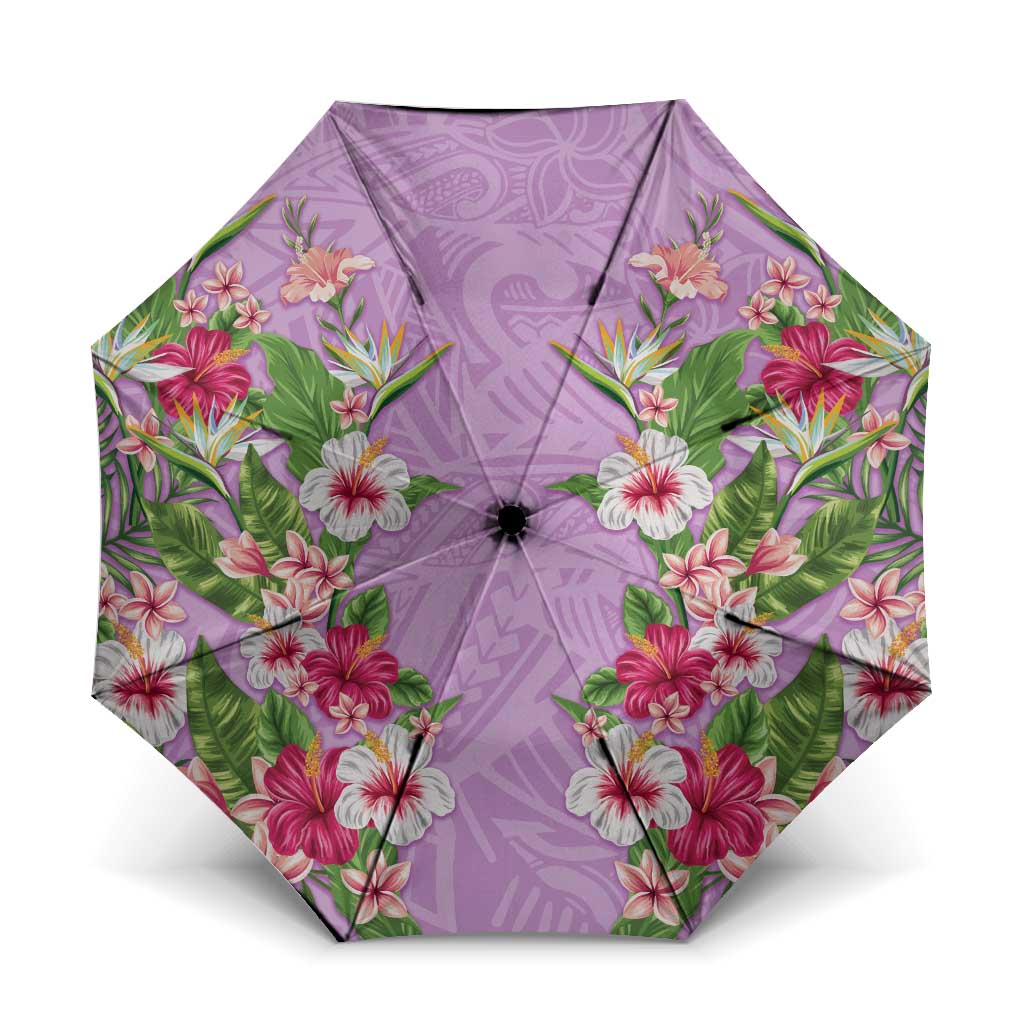 Hawaii Tropical Flowers Umbrella Lavender Polynesian Tattoo Art