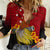 Personalized Papua New Guinea Women Casual Shirt Bird Of Paradise Hibiscus With Motuan Pattern LT05 Female Red - Polynesian Pride