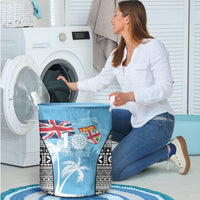 Fiji Day 2026 Laundry Basket Masi Tapa Pattern With Palm Tree LT05 - Polynesian Pride