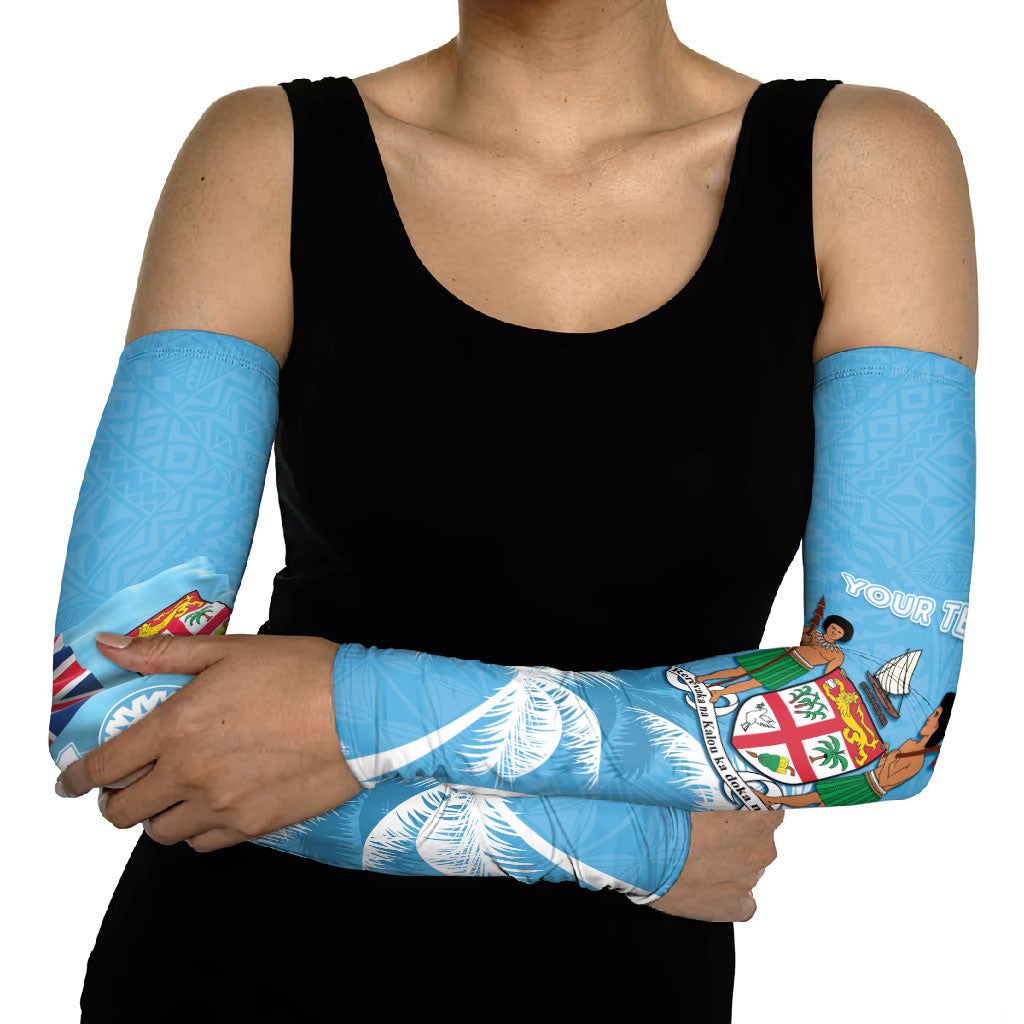 Personalised Fiji Day 2026 Arm Sleeves Masi Tapa Pattern With Palm Tree LT05 - Polynesian Pride