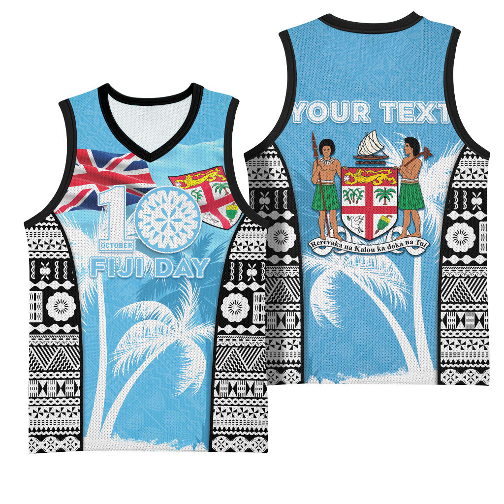 Personalised Fiji Day 2026 Basketball Jersey Masi Tapa Pattern With Palm Tree LT05 - Polynesian Pride